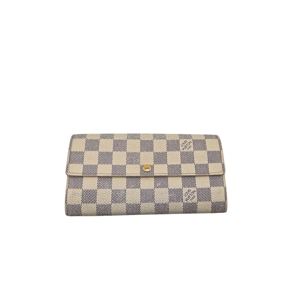 Louis Vuitton Sarah Wallet Damier Azur Canvas White Blue Long Wallet CA3018